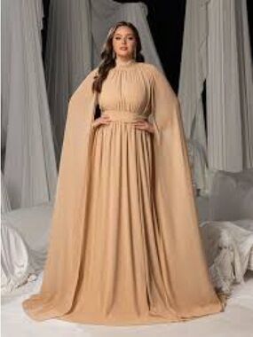 FAERIESTY S Mock Neck Cloak Sleeves Chiffon
Formal Cape Dress